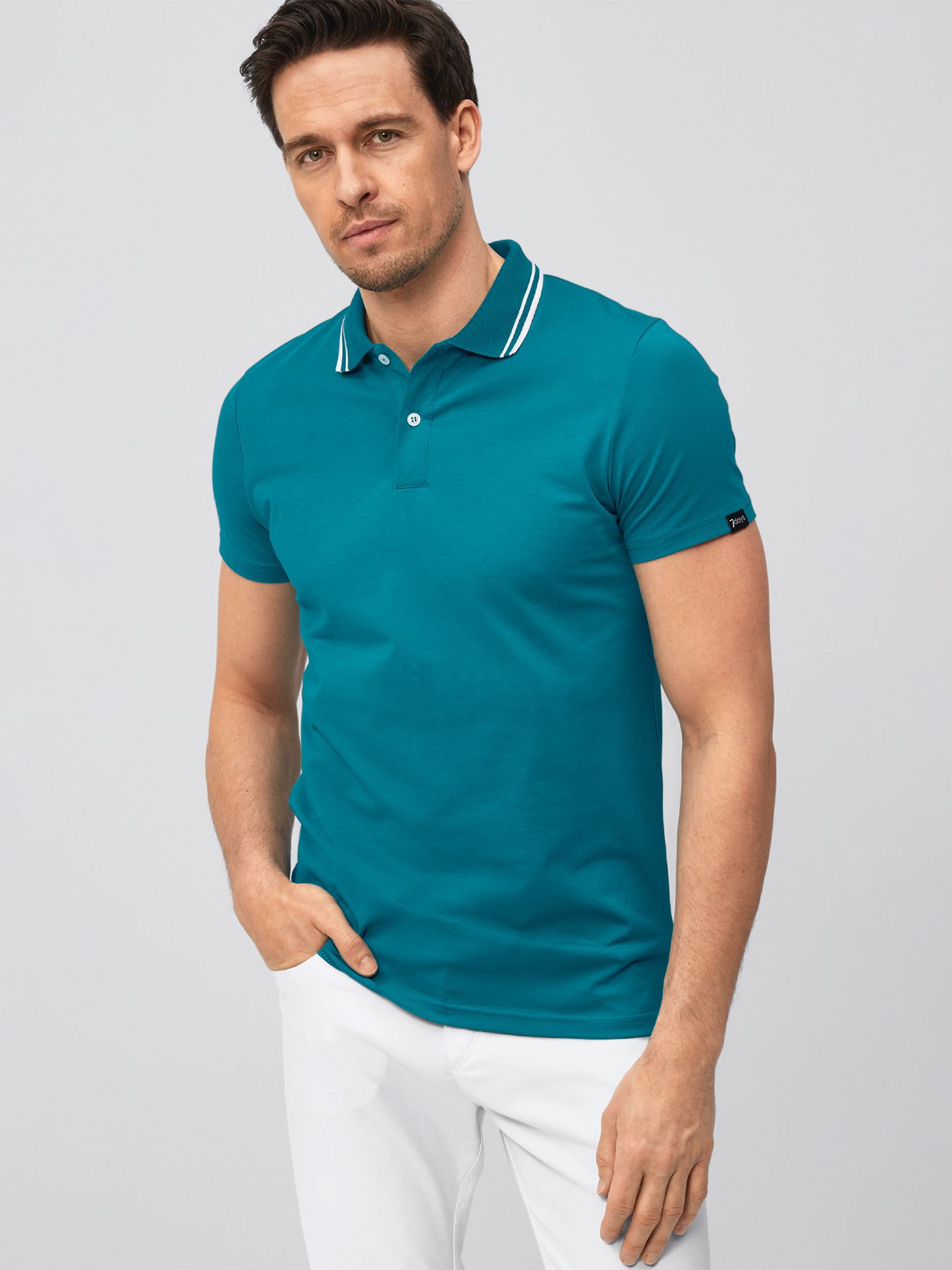 Unisex polo, jersey - ribbet krage