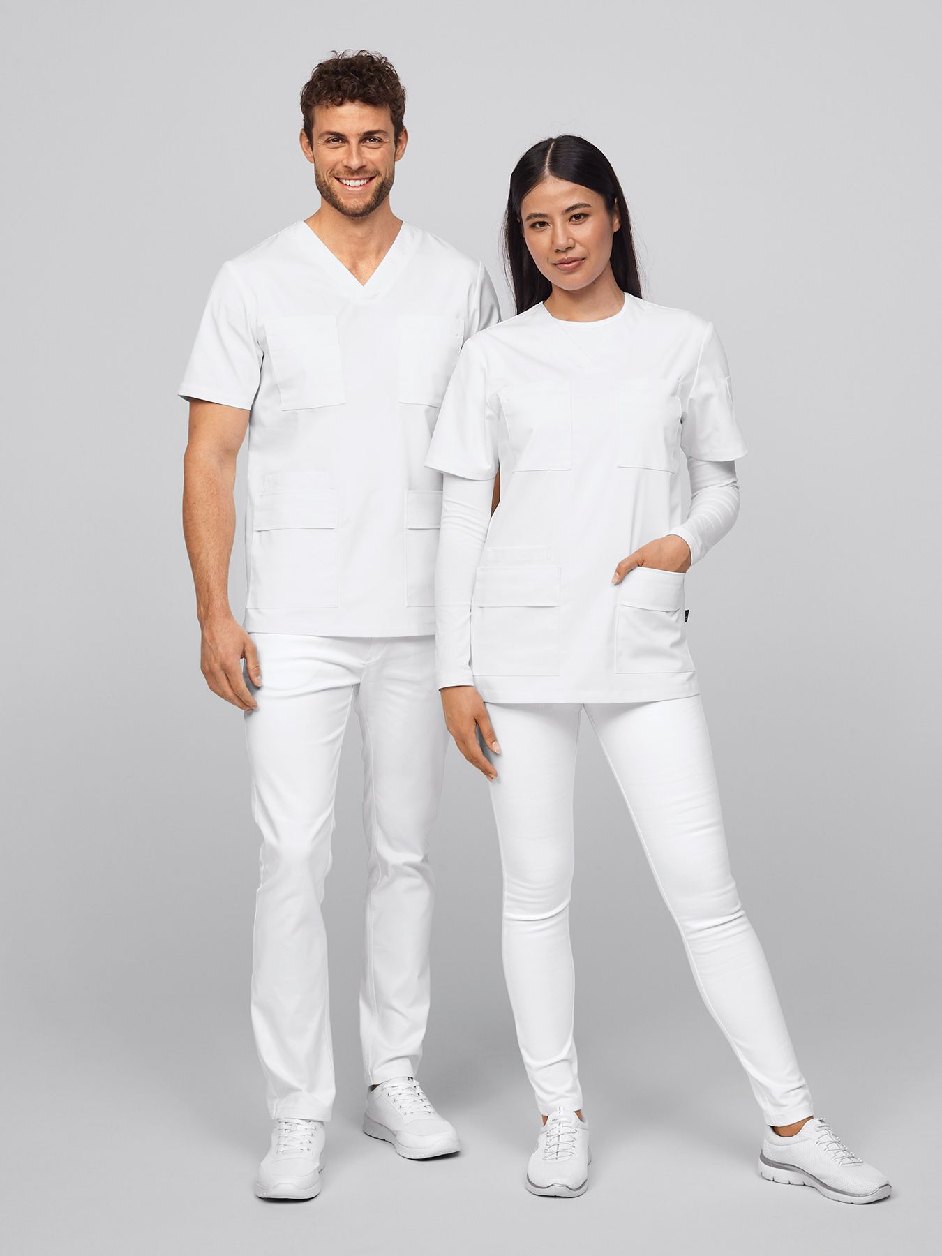 Unisex overdel BRISTOL - hvit - m/12 lommer