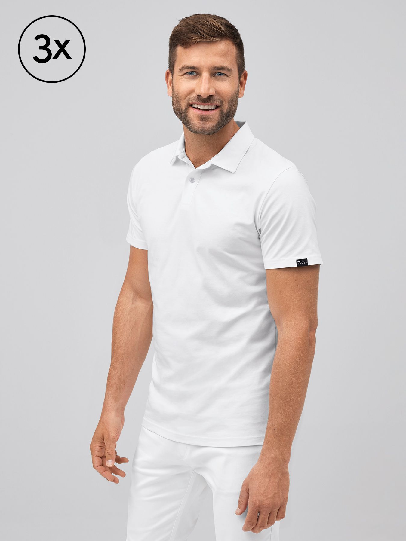 Unisex polo MADRID, single jersey 3-pack - hvit