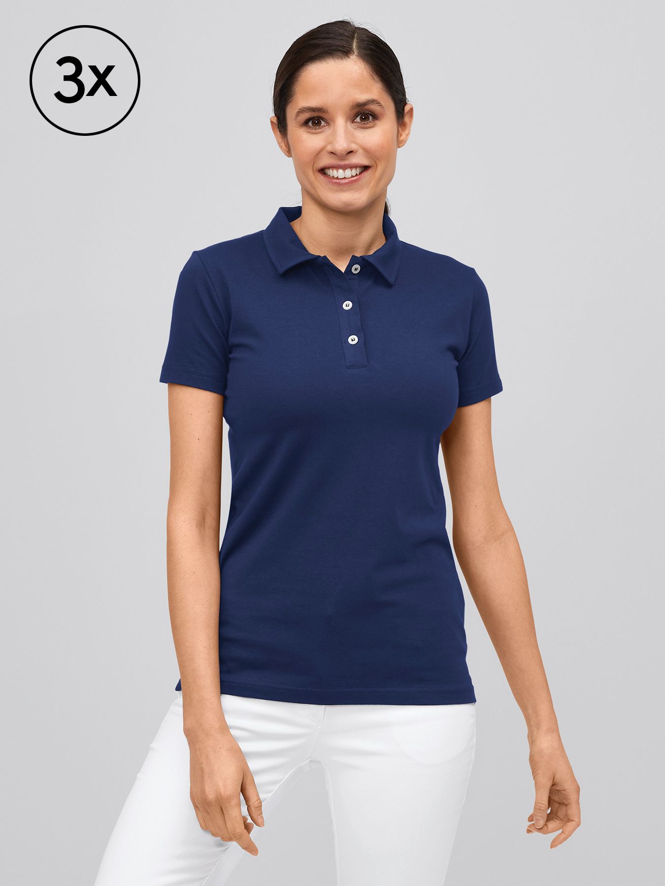 Damepolo, single jersey MATERA 3-pack