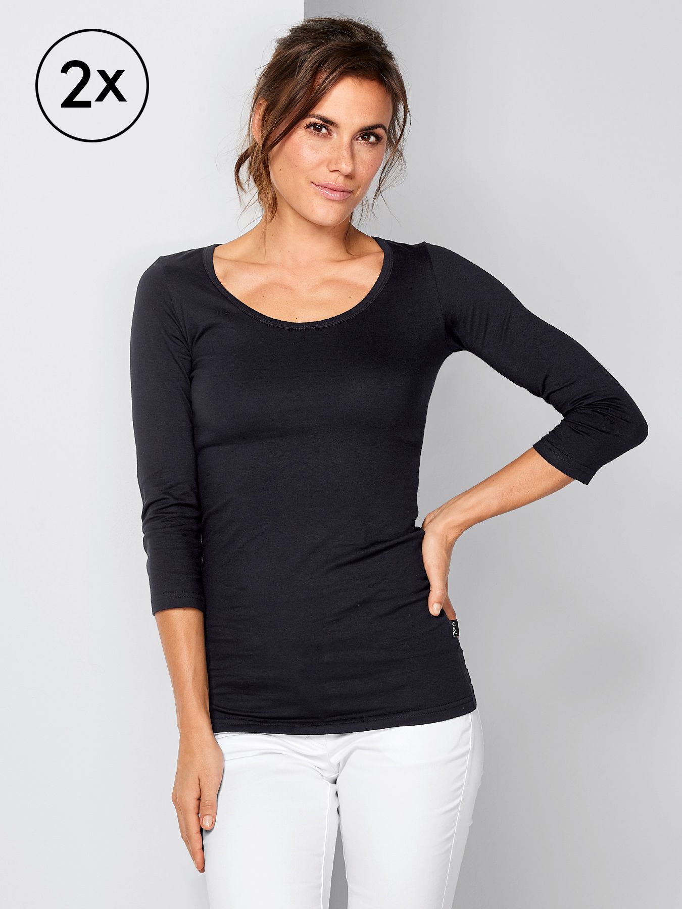 Dame T-shirt 3/4 ermer EBRO 2-pack