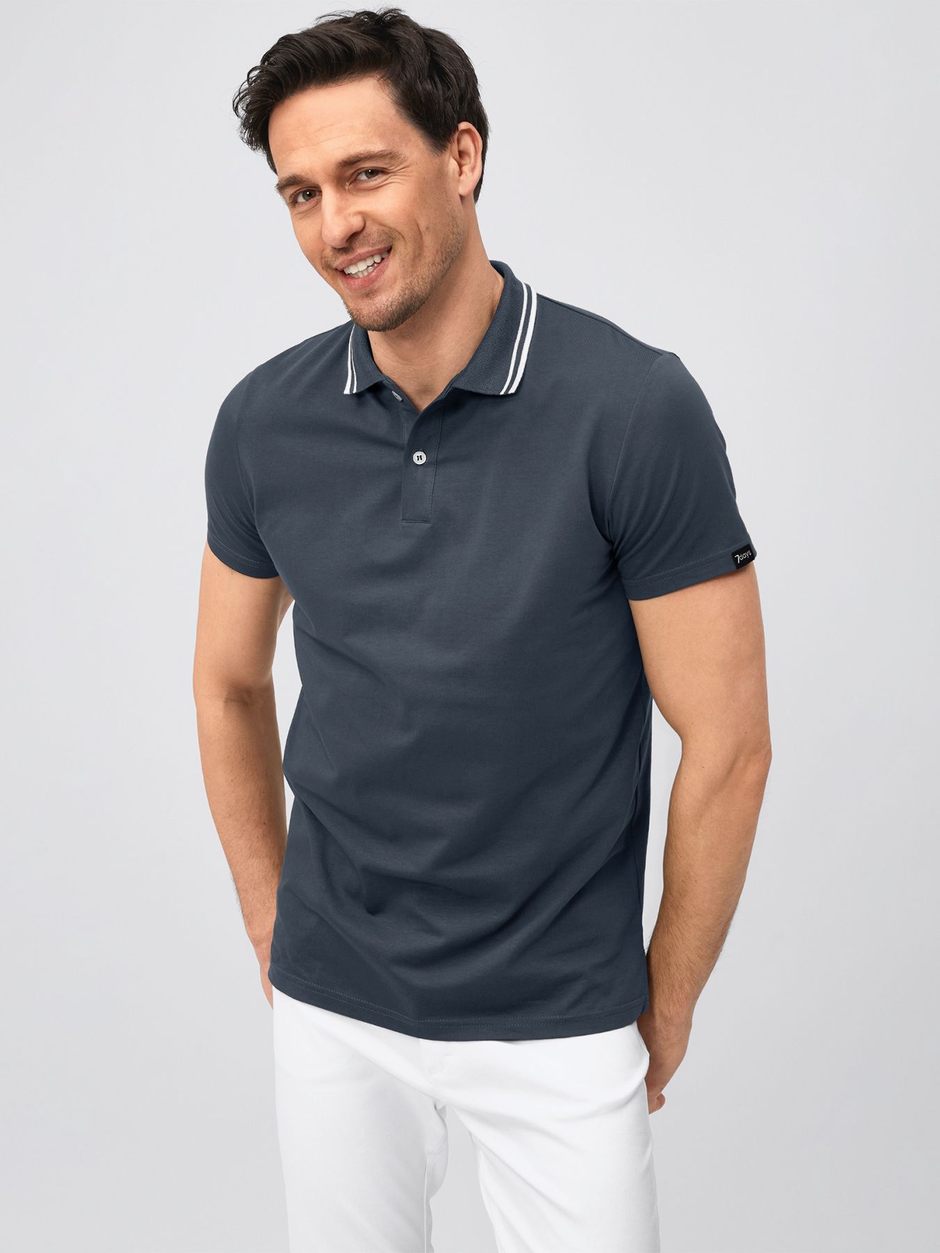 Unisex polo, jersey - ribbet krage