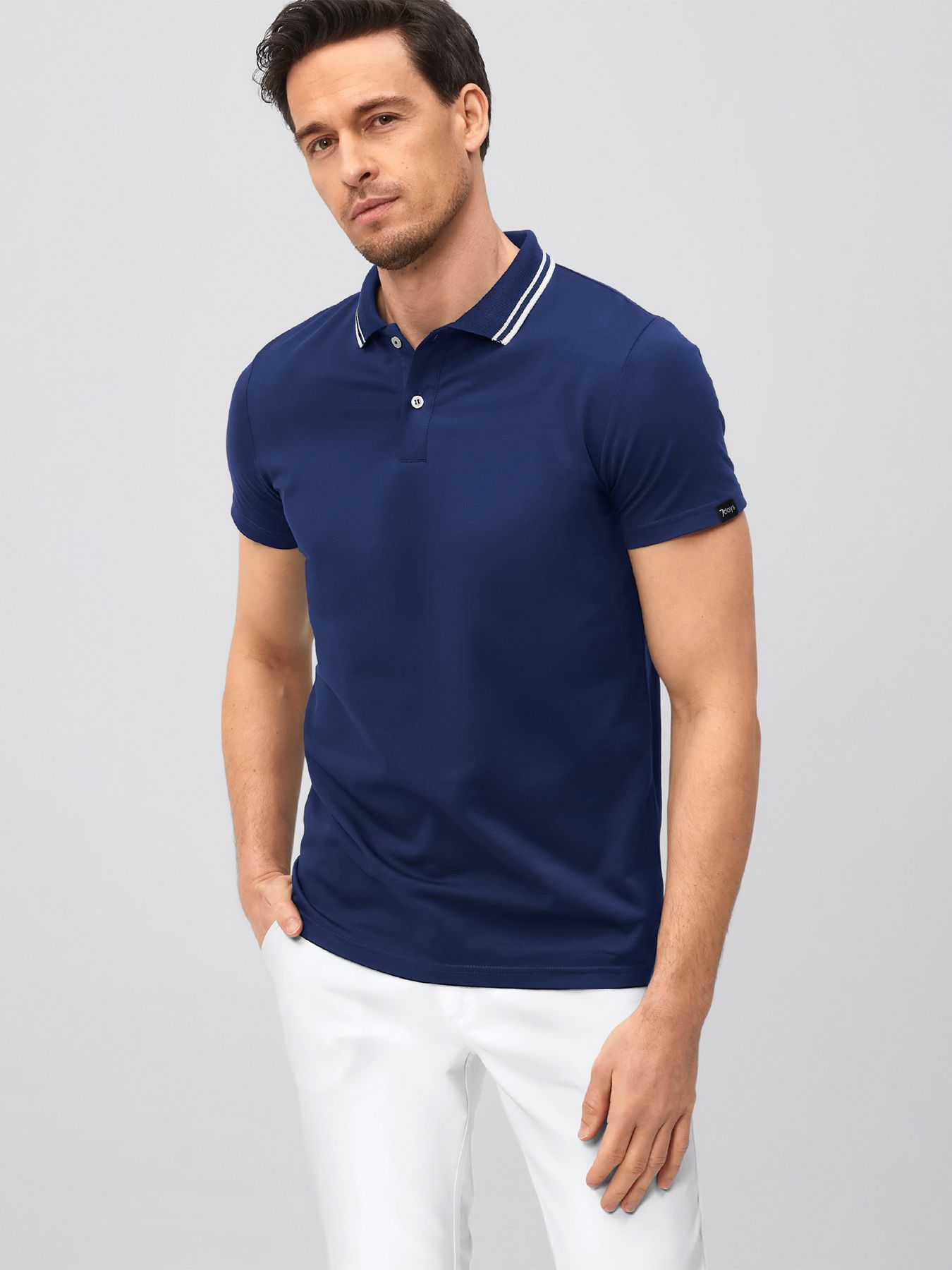 Unisex polo, jersey - ribbet krage