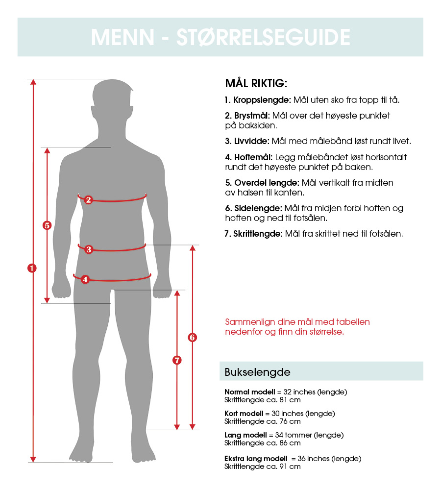 Menn størrelsesguide